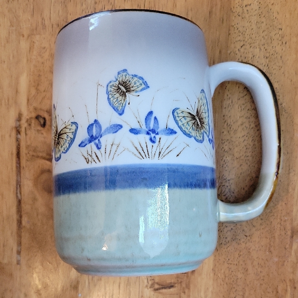 Vintage Otagiri Japanese Floral Butterfly Stoneware Mug